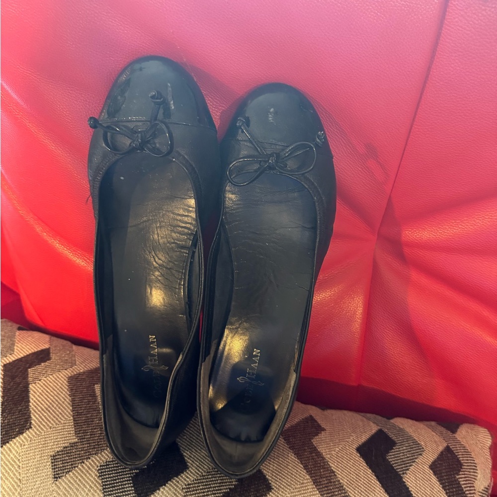 Cole Haan Black Leather Comfort Wedges